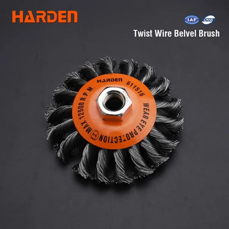HARDEN 611516 Twist Knot Wire Bevel Brush for Angle Grinder - Professional Weld and Rust Cleaning Tool